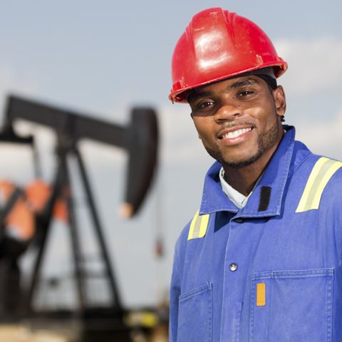 Picture of a man in a oil plant